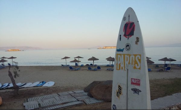 Nea Chrisi Akti. Beach and Paros Surf Club